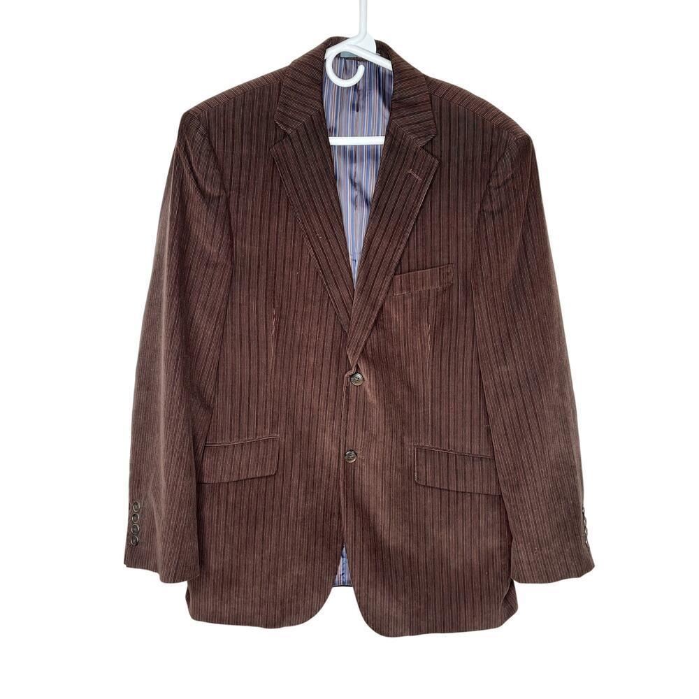 Madison men's corduroy blazer brown/black stripe, size 40R, FLAW